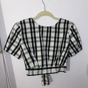 Black gingham crop top